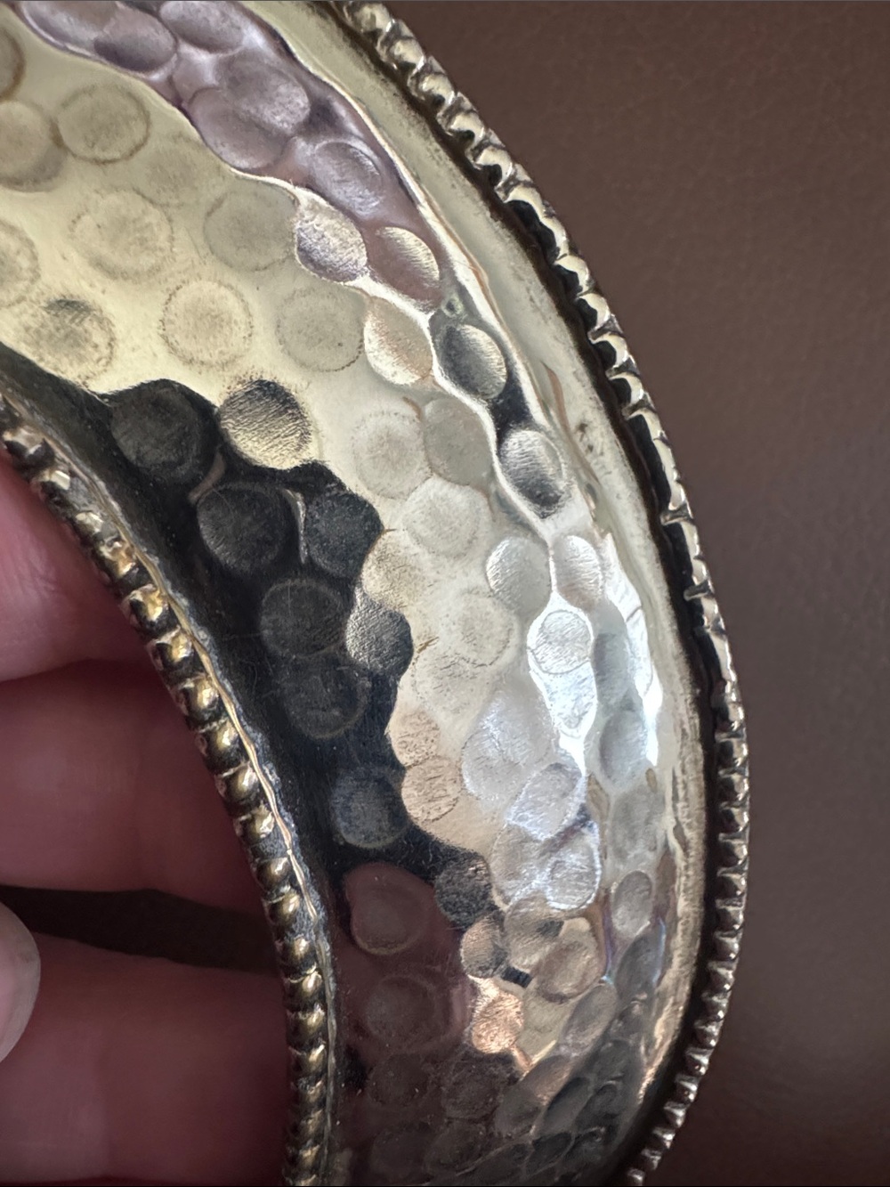 VTG Brass Hammered Crescent Collar Necklace in Silver/Gold tone - Picture 5 of 7